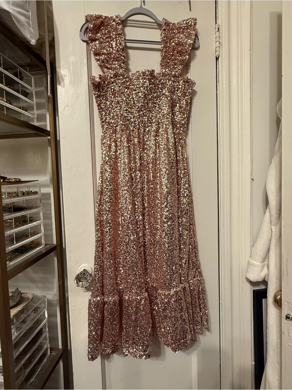 Hill House Sequin Smocked Midi Dress - Blush - Picture 8 of 8